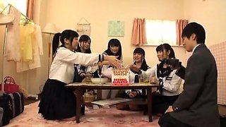 Asian schoolgirl enjoy group sex