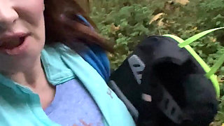Outdoor Hairy Pussy Flashing Fingering
