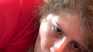 BBW BBC Interracial Red Robe Stripping, BJ, & Shaved Pussy Fucking