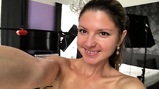 Stacked brunette goes solo toys and masturbation