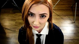 Beauty Amateur Redhead Teen make Perfect Blowjob