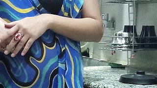 Indian Stepmom Watches and Enters Her Stepson's Kitchen to Fuck Him.