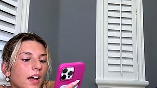 Busty blonde Hitchhiking teen strips and masturbates