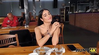 Hunt4k. teen in High Heels was innocent to talk, but wasn’t shy to rail and fellate gigantic hunter’s cock in the rest room