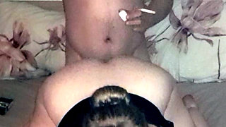 Naughty couple smokng and fucking