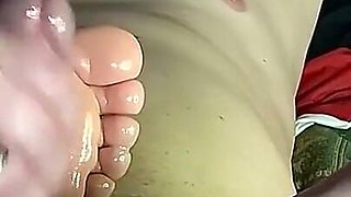 Handjob and Footjob Sexy Oiled Soles