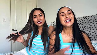 Asian lesbian MILF babes Joon Mali and Anda strapon fucking