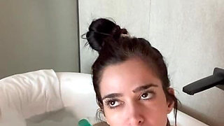 Dildo BJ in the Bathub