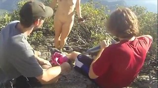 Found Porn - Outside Hiking, blowing two big cocks in Park