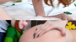 Horny redhead Scarlet Skies Strokes dick to get a Rainbow of Cum by My Family Pies: Porn