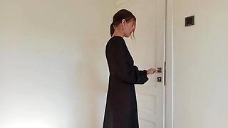 Cum in Her Nude Stockings, while Parents Watched Tv in the near Room