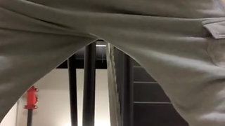Risky Masturbation with Dildo in a Public Staircase