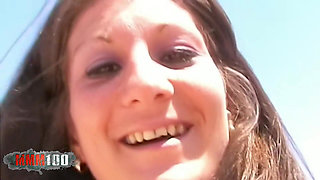 Alys Rebel: Great Teen Brunette Alys Rebel Stripping on the Beach