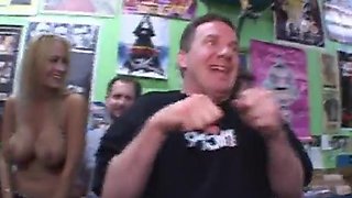 Trina Michaels ass fucked in a van then gangbanged in a porn store