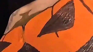 Agatha Mama on a BBC Fucking a Brazilian MILF's Halloween Jack O'lantern