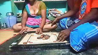 Village Bigg boobs aunty Bigg boobs aunty Carrom board is playing with man