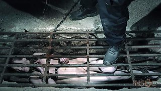 BDSM fetish session for caged slave babe Sierra Cirque