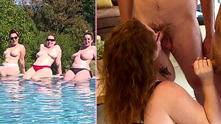 VLOG Vacation: Redhead Whores Blowjob & Doggy Style Pool Party Fuck