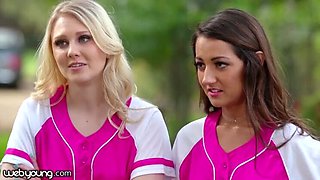 Blonde Teens Lily Rader & Lily Adams Scissor Athena Palomino in Hot Lesbian Threesome