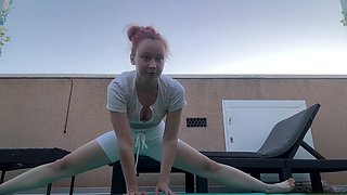 Sweaty workout turns into a steamy outdoor sex session with redhead teen SHERIL