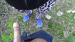 horny stepson begged me to cum in my hairy pussy outdoors in a park