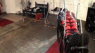 Brunette slave girl enjoys the harsh fetishes of a bdsm game