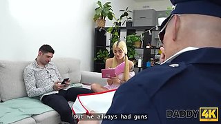 Young Blonde Cheats on Boyfriend with Older Veteran Daddy - Hot HD Sex