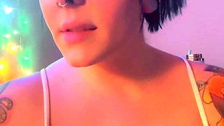 Glamour babe with big boobs masturbates in lingerie