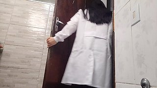 Doctor and Nurse Can't Resist and Have Sex in the Hospital Bathroom During Their Shift