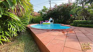Kira Queen's Outdoor Pool Orgasm Makes You Leak Precum!