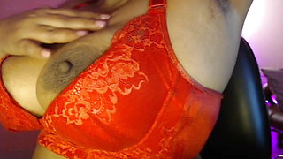 Desi sexy Bhabhi shows big boobs through bra and does nipple rubbing.