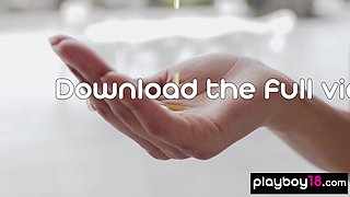 Asian babe oils her exotic pierced cunt