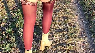 Canalside Stroll in Mini Skirt and Anal Plug