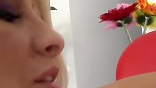 Two crazy lesbian blondes Clara and Vivien with huge tits and wide pussies masturbate each other