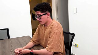 Secretary Fucks Her Boss's Stepson on the Office Desk, Nerd Boy Has a Big Cock! Daniela Andrea and Pipe Boy
