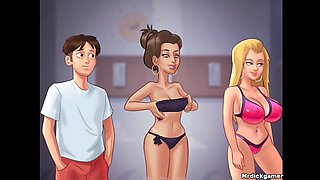3d bikini animation, huge cumshot, petite teen bikini