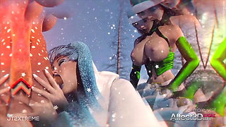 Winter Holidays futanari animation with Santa