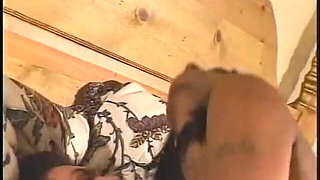 Horny Black Babe with Round Ass Rides a Long White Dick in Bed