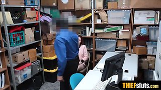 Nervous redhead teen thief punish fucked by an officer