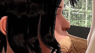 Fuck Her Mouth with Monster Cock While She Standing on Knees 3D Animation