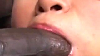 Hot Asian loves to suck and deepthroat big black cock