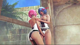 Threesome with two stunning maids getting down and dirty