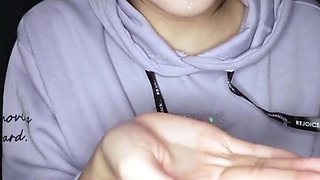 Asian teen does handjob n blowjob