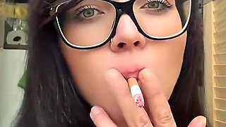 Selfie Video Smoking in Glasses