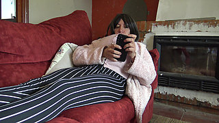 Horny Pregnant MILF Lets Stepson Cum Inside Her Hairy Pussy