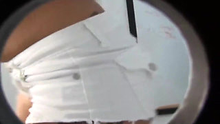 Flirtatious Brunette Sucks Gloryhole Dick