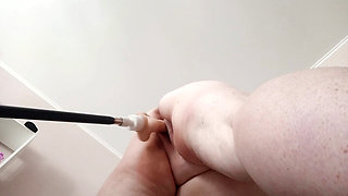 horny neighbor has fun with a sex machine