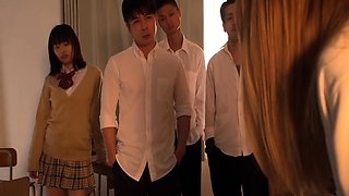 Asian schoolgirl enjoy group sex