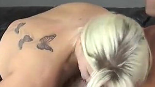 Hot Blonde gets to fuck big cock on the couch