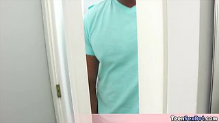 Cute teen trying to masturbate but caught by stepdad